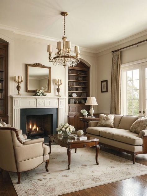 home decor Living Room Old Money Aesthetic, Traditional English Living Room, Timeless House Decor, Traditional Apartment Decor, Ralph Lauren Living Room Inspiration, Large Room Decorating Ideas, Classic Living Room Decor Traditional, Modern Victorian Decor Living Room, Classic Decor Living Room