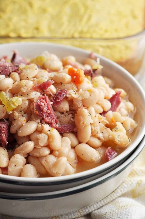 Great Northern Beans And Ham, Northern Beans And Ham, Recipe For Great Northern Beans, Northern Beans Recipe, Great Northern Beans Recipe, Beans With Ham, Recipe With Ham, White Beans And Ham, Beans And Ham