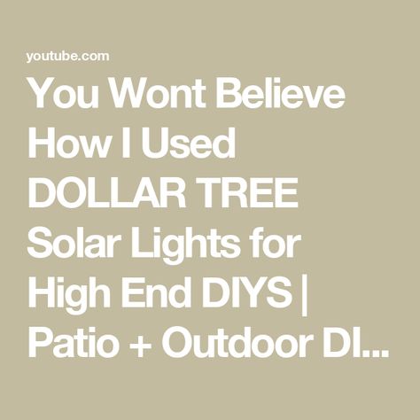 You Wont Believe How I Used DOLLAR TREE Solar Lights for High End DIYS | Patio + Outdoor DIYS 2023 Solar Lights Diy, Patio Decor Ideas, Craft Lights, Diy Outdoor Decor, Diy Dresser, Diy Home Decor Ideas, Diy Solar, Patio Outdoor, Patio Lighting