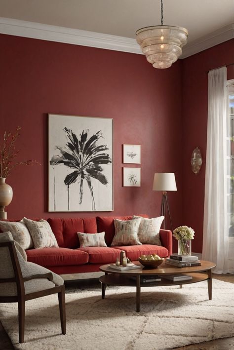 interior design space planning, home decor interior design, living room interior, home interior design, kitchen designs, interior bedroom design, designer wall paint Red Living Room Walls, Light Color Scheme, Airy Living Room, Red Accent Wall, Modern Glam Living Room, Fall Furniture, Peach Walls, Accent Wall Colors, A Daily Routine