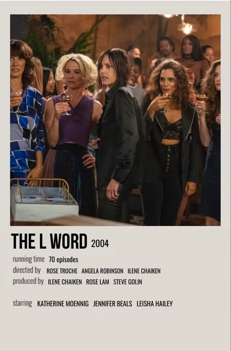 minimal polaroid show poster for the L word The L Word Poster, The L Word Aesthetic, Leisha Hailey, Movie Recs, Series Posters, L Word, Jennifer Beals, Series Poster, Word Poster