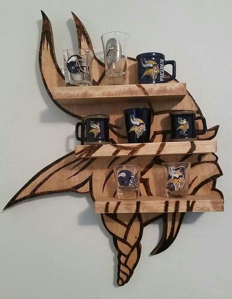 Diy Minnesota Vikings Decor, Nfl Wood Projects, Minnesota Vikings Man Cave, Vikings Man Cave, Cnc Crafts, Viking Home Decor, Mn Vikings, Viking Wallpaper, Sports Crafts