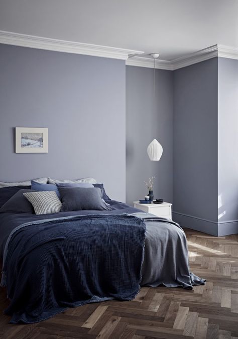 Muted Blue Bedroom, Deep Blue Bedroom, Room Color Ideas Bedroom, Crown Paint, Crown Paints, Stunning Aesthetic, Bedroom Color Combination, Room Refresh, Bedroom Wall Colors