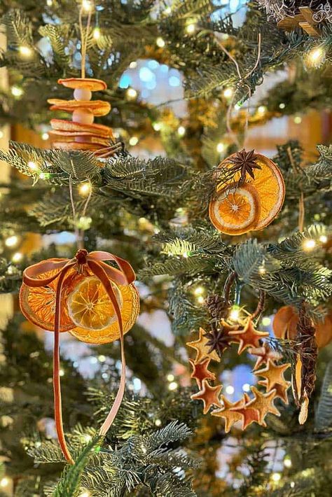 Transform simple oranges into beautiful Christmas decorations with these 13 DIY dried orange ornament ideas! Explore unique designs and add a touch of homemade charm to your holiday celebrations. 🍊🎁 #HolidayCrafts #ChristmasDecor Citrus Christmas Decorations, Sliced Orange Christmas Decorations, Diy Orange Christmas Ornaments, Christmas Tree Ideas Orange Slices, Dried Citrus Ornaments Diy, Citrus Ornament Diy, Dried Oranges On Christmas Tree, Christmas Tree With Homemade Ornaments, Orange Slice Tree Decorations