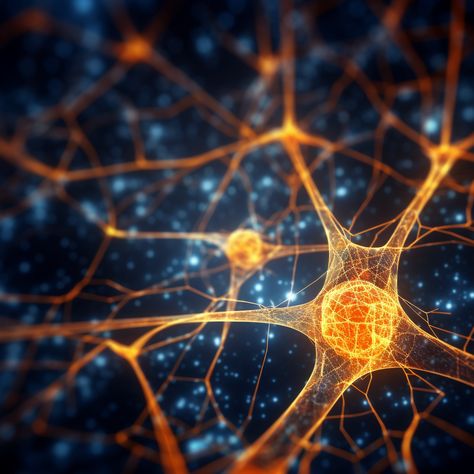 technical shematic blueprint of nerve cell, with orange accents, neural network background Neurotechnology Aesthetic, Nerves Aesthetic, Anatomy Background, Neural Network Art, Network Background, Brain Nerves, Cells Project, Nerve Cells, Planet Painting