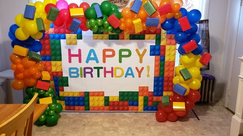 Lego Balloon Arch, Lego Balloon Garland, Balloon Arch Ideas, Lego Balloons, Mark Birthday, Lego 5, Bday Themes, Kids Party Planning, Lego Theme