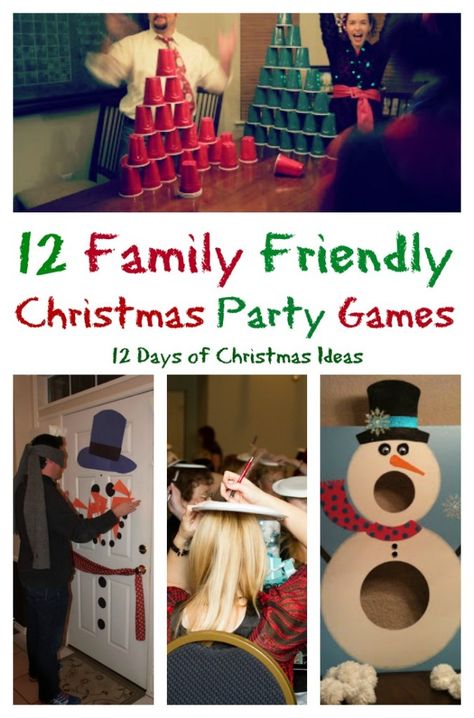 12 Family Friendly Party Games for 12 Days of Christmas. Christmas Party Games. Games for your Christmas party. | Intelligent Domestications Family Friendly Christmas Party, Schnee Party, Days Of Christmas Ideas, Xmas Games, Fun Christmas Games, Christmas Games For Family, Holiday Party Games, Family Christmas Party, Kids Christmas Party