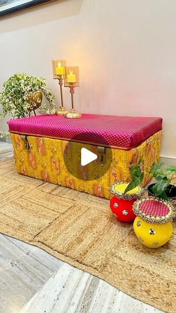 Old Trunks Makeover, Metal Trunk Makeover, Diwali Preparations, Traditional Indian Home Decor, Trunk Makeover, Metal Trunk, India Decor, Trunk Box, Metal Trunks