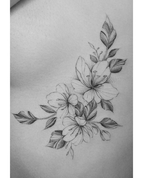 Flower Side Tattoos, Lilies Tattoo, Tattoo Under Chest, Rib Tattoos For Women, Tattoos Rose, Lily Tattoo, Side Tattoos, Top Tattoos, Discreet Tattoos