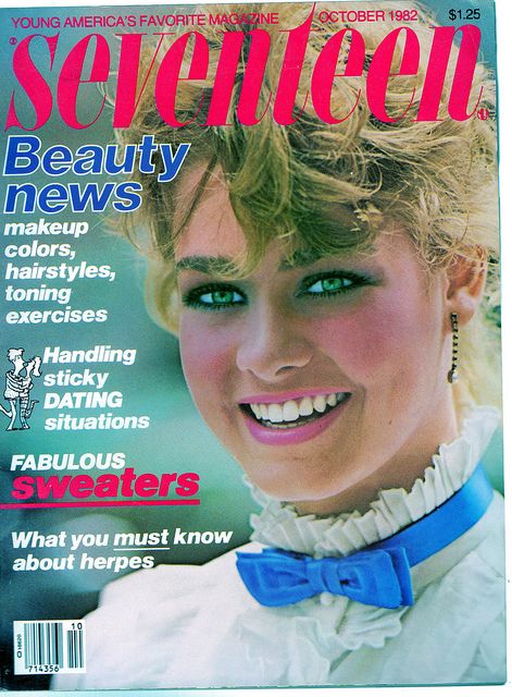 Seventeen Magazine, October 1982 by Look In The Tunk, via Flickr Seventeen Magazine Covers, 1980s Makeup, Vintage October, Seventeen Magazine Fashion, Justin Bieber Facts, 80s Girl, Makeup Ads, Retro Makeup, Teen Magazine