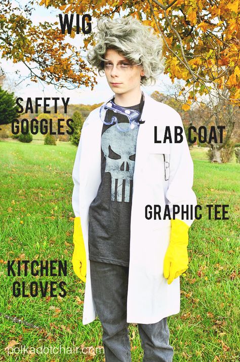 Mad Scientist Halloween Costume Scientist Halloween Costume, Mad Scientist Halloween Costume, Halloween Costume Awards, Mad Scientist Costume, Scientist Costume, Diy Costumes Kids Boys, Mad Scientist Halloween