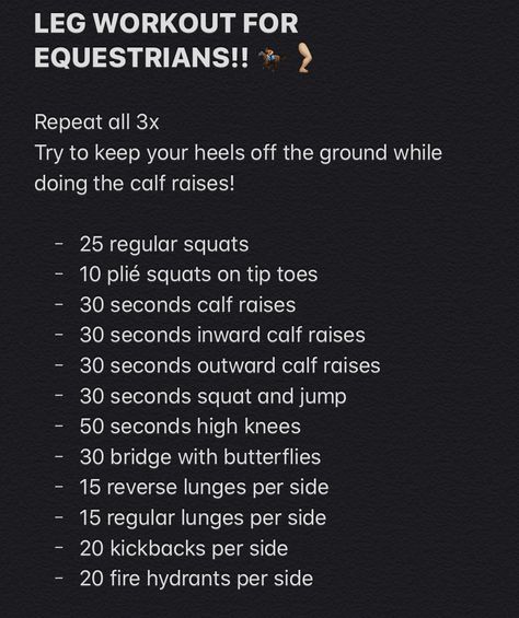 try ur best <3 Equestrian Leg Workout, Workouts For Equestrians Gym, Workouts For Horseback Riders, Equestrian Fitness Workouts, Equestrian Gym Workout, Equestrian Workouts At Home, Equestrian Exercises Workouts, Equestrian Workout Plan, Horse Riding Workouts