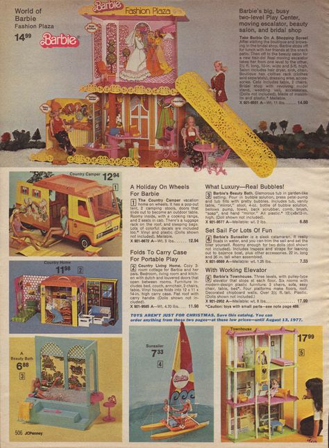 Barbie Catalog, Barbie Townhouse, Jcpenney Christmas Catalog, 70s Memories, Barbie Booklet, Barbie Houses, Barbie Camper, Vintage Fisher Price Toys, Vintage Christmas Toys