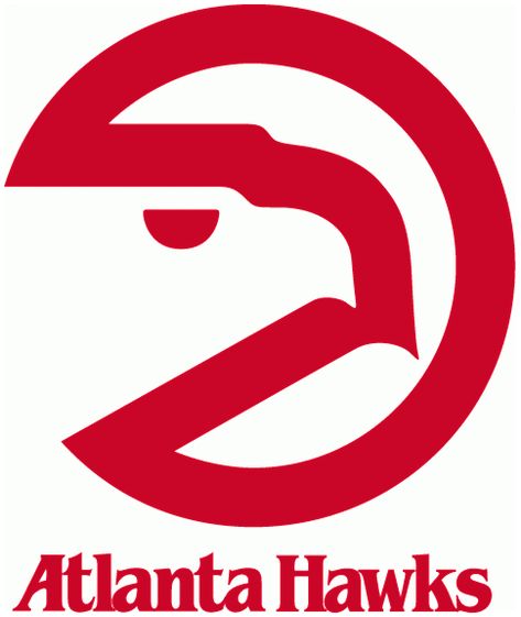 Atlanta Hawks Primary Logo (1972/73-1994/95) - A red circle with a hawks head Hawk Logo, Best Logos, Hakeem Olajuwon, Penny Hardaway, Sports Team Logos, Nba Logo, Sports Logos, Washington Wizards, Nba News