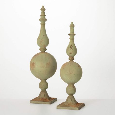 Elegant and sophisticated, this Sullivans-exclusive finial sculpture set is the perfect addition to your spring decor. Featuring an exquisite patina finish and an impressive design, this modern versatile finial set can complement any decor style. Living Room Decor Styles, Aviation Decor, Sophisticated Decor, Timeless Decor, Metal Vase, Patina Finish, Seasonal Home Decor, Metal Beds, Elegant Homes