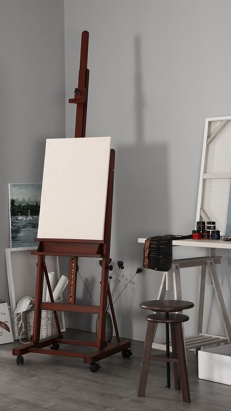 Artist Chair, Painting Corner, Floor Easel, Eagle Wall Art, Painting On Canvas For Beginners, Art Studio Room, Artist Easel, Wood Easel, Art Studio At Home