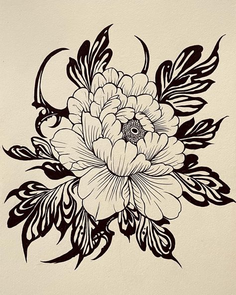 Finally a flower design 🌺 • • #flowertattoo #flowerdesign #tattoo #tattoostyle #tattooart #tattoos #art #artist #cheltenham #tattooapprenticeship #darktattoo #artistsoninstagram #tattooideas #artdesign Flour Tattoo Designs, Flower Leg Piece Tattoo, Elephant Ears Tattoo, 3 Women Tattoo, Tattoo Sholders Idea, Ethereal Flower Tattoo, Big Floral Tattoos, Circular Flower Tattoo, Art Deco Flower Tattoo