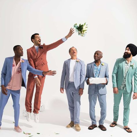 Pastel Groomsmen, Pastel Outfit Men, Pastel Suit, Wedding Guest Suits, Groomsmen Party, Men Styling, Beach Formal, Party Outfit Men, Fashion Staples