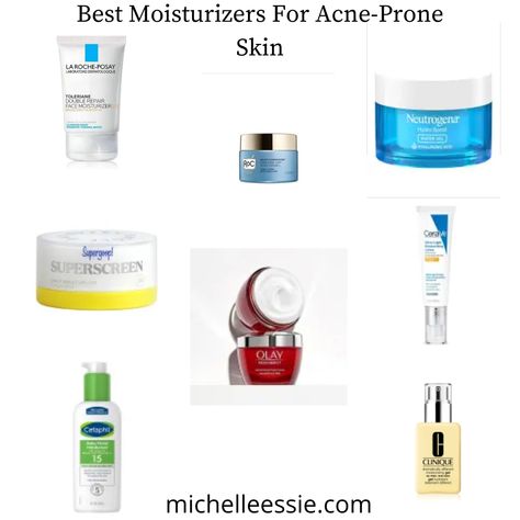 When you have acne-prone skin it can be hard to find the perfect moisturizer that won’t clog your pores. You always want to look for oil-free and nocomedogenic brands for acne, this means it’s less likely to clog pores and cause breakouts. Here are some moisturizers that have been recommended by dermatologist for acne-prone skin. #acneprone #acne #skincare Non Pore Clogging Moisturizer, Acne Moisturizer Best, Water Based Moisturizer, Sunscreen For Acne Prone Skin, Moisturizer For Acne Prone Skin, Skincare Recommendations, Sensitive Acne Prone Skin, Acne Moisturizer, Acne Prone Skin Care