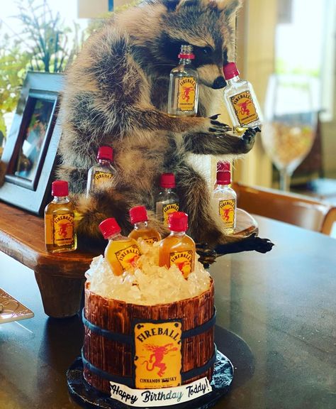 Fireball Cake, Whiskey Barrel Cake, Barrel Cake, Fireball Whiskey, Army Party, Event Planning Design, Whiskey Barrel, Knock Knock, Event Planning