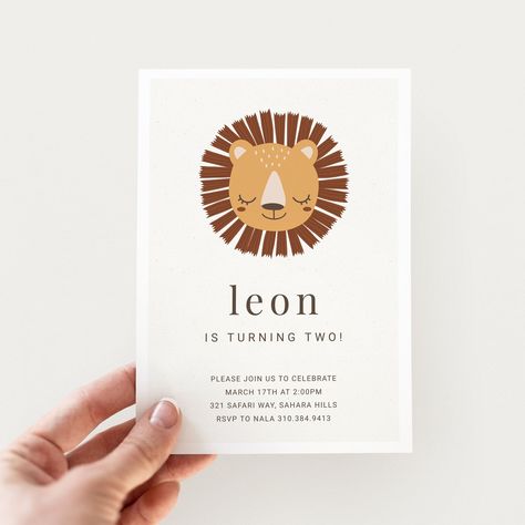 Lion Themed First Birthday Party, Lion Birthday Invitations, Lion Birthday Party, Safari Invitation, Jungle Invitations, Lion Party, Safari Invitations, Lion Birthday, Invitations Ideas