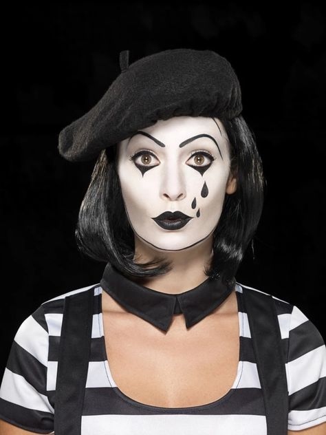 Mime Halloween Costume, Mime Face, Mime Costume, Artist Costume, Mime Artist, Mime Makeup, Dance Makeup, Circus Costume, Clown Faces