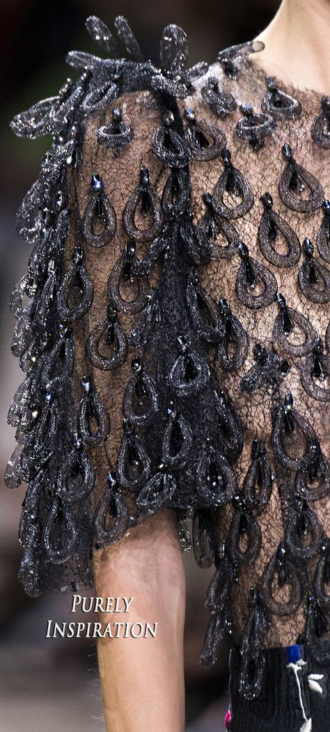 Armani Privé Couture FW2017 | Purely Inspiration Creative Dress, Embellishment Details, Green Embroidery, Tambour Embroidery, Runway Details, Glamour Magazine, Armani Prive, Designer Name, Dress Design