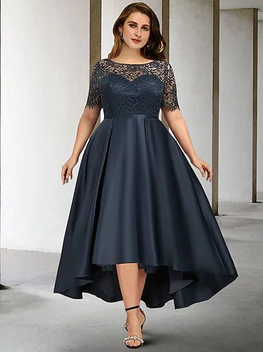 Sheath / Column Cocktail Dresses Plus Size Work Dress Party Midi Length Lantern Long Sleeve Off Shoulder Satin with Ruched 2022 2023 - US $89.99 Pleats Fabric, Sukienki Plus Size, Dresses Formal Elegant, Evening Dresses Cocktail, Dresses Plus Size, Dress Formal, Jewel Neck, Bride Dresses, Wedding Bridesmaid Dresses