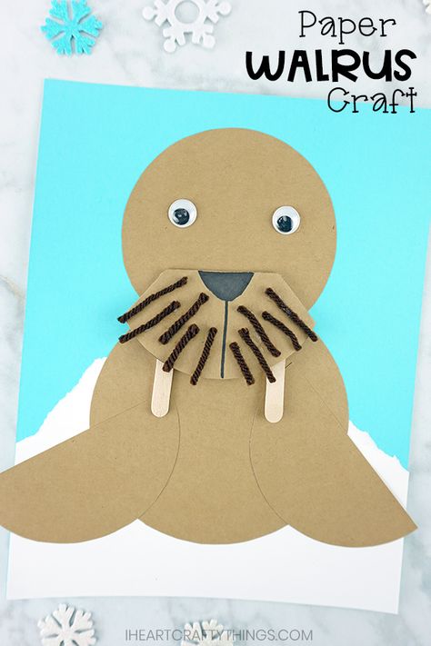 Arctic Animal Craft, Walrus Craft, Arctic Animals Crafts, Winter Animal Crafts, Winter Crafts For Toddlers, Whale Crafts, January Crafts, Animal Craft, Polar Animals