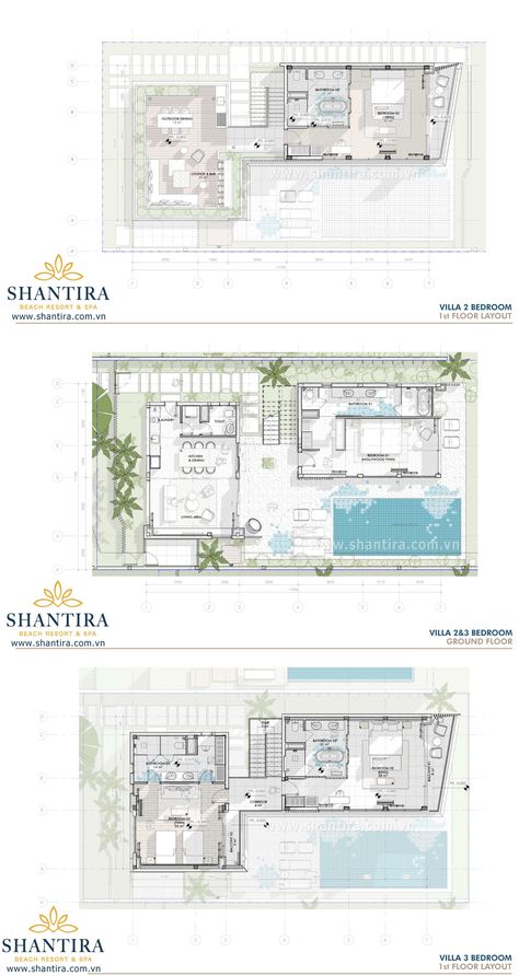 Bali Resort Villa Design, 3 Bedroom Layout Floor Plans, Beach Resort Architecture Plan, 3 Bedroom Villa Floor Plans, Villa Hotel Design, Villa Design Layout, Resort Floor Plan Layout, Resort Villa Interior, Villa Resort Design Plan