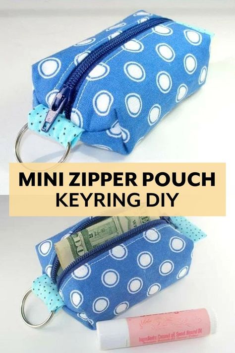 Diy Mini Zipper Pouch, Mini Zipper Pouch Pattern, Mini Zipper Pouch Tutorial, Small Pouch Sewing Pattern, Mini Bag Pattern, Lanyard Accessories, Mini Coin Pouch, Mini Zipper Pouch, Bags Sewing