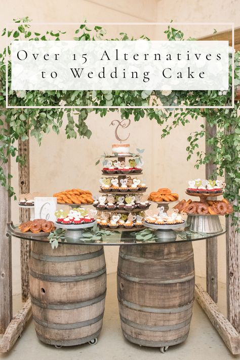 Wedding Ideas Instead Of Cake, Grooms Cake Alternative, Dessert Alternatives Wedding, Cookies Instead Of Wedding Cake, Wedding Cake Substitute, Alternative To Grooms Cake, Alternatives For Wedding Cake, Wedding Non Cake Ideas, Alternatives To A Wedding Cake