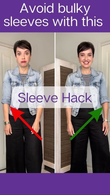 Lucia Caine | PERSONAL STYLIST & COLOUR ANALYSIS QLD AU on Instagram: "Need to shorten your sleeves? If you’re not a fan of using hair ties, and you find that rolling your sleeves can create unwanted bulk, especially with thicker fabrics, try this stylish sleeve hack. Like anything, the best way to shorten your sleeves depends upon the garment type, the fabric, your proportions and personal style preferences. 1. Create a wide cuff by turning the hem sleeve up to just below your elbow or where Dressing Hacks, Style Tricks, Shirt Knot, Outfits Styling, Clothes Hacks, Style Hacks, Chic Over 50, Colour Analysis, Shirt Folding