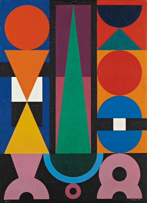 Auguste Herbin (1882-1960) | Oiseau ... August Herbin, Auguste Herbin, Abstracted Art, Action Painting, Post Impressionists, Medieval Art, Cubism, Diy Canvas, Art Plastique