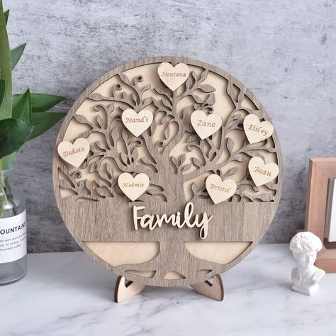 Grandparents Frame, Lézervágott Fa, Aline Bob, Family Tree Gift, Family Tree Frame, Anniversary Frame, Laser Cut Wood Crafts, Laser Engraved Ideas, Personalised Family Tree