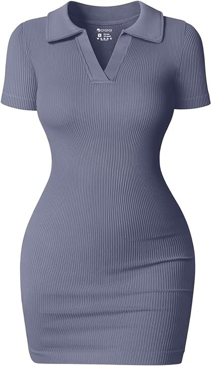 Amazon.com: OQQ Women's Mini Dresses Sexy Ribbed Short Sleeve Tummy Control Bodycon Mini Dress Black : Clothing, Shoes & Jewelry Active Dress, Johnny Collar, Cute Bathing Suits, Blue Khakis, Round Neck Dresses, Swimwear Sale, Mode Streetwear, Basic Style, Leggings Shop