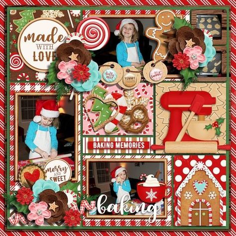 Featured layout from Ellaspace for our theme of the month : baking | Scrapbook Campus Baking Scrapbook, Winter Scrapbooking, Christmas Scrapbook Pages, Scrapbook Design Layout, Christmas Scrapbook Layouts, Recipe Scrapbook, Christmas Layouts, Taste Test, Digital Scrapbooking Layouts