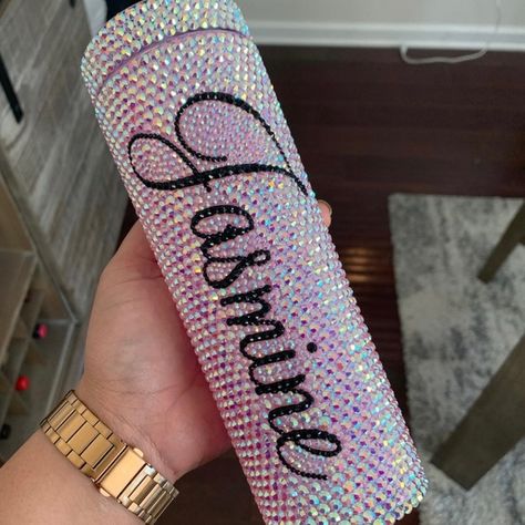 Personalized rhinestone tumbler Tumbler With Drip Pearl Stones, Double Wall Rhinestone Tumbler, Rhinestone Font, Rhinestone Tumblers, Medela Pump In Style, Dance Shoes Jazz, Bling Tumbler, Rhinestone Tumbler, Mason Jar Tumbler