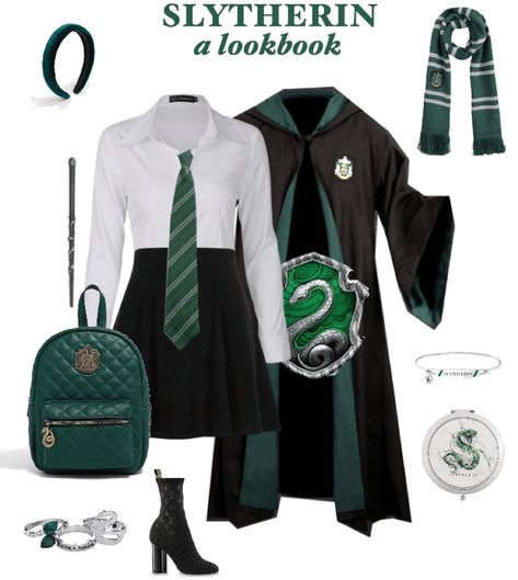 Slytherin Uniform Female, Slytherin Uniform, Harry Potter Uniform, Slytherin Costume, Harry Potter Costumes, Slytherin Clothes, Slytherin Outfit, Slytherin Fashion, Hogwarts Uniform