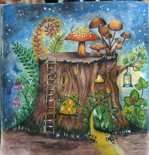 140 best Enchanted Forest tree trunk with mushrooms images on ... Tree Trunk With Mushrooms, Drawing Ideas Forest, Yard Mural, Enchanted Drawing, Forest Drawing Easy, Drawtober 2024, Mushroom Drawings, Tree House Drawing, Enchanted Tree