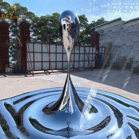 water drop sculpture,ripple sculpture,metal sculpture,stainless steel metal sculpture,mirror sculpture,water drop,water ripple,stainless steel,mirror stainless steel,creative sculpture Water Drop Sculpture, Ripple Mirror, Fountain Installation, Sculpture Mirror, Sculpture Water, Futuristic Shapes, Water Sculpture, Water Abstract, City Planning