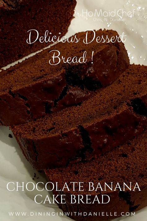 Our Delicious Chocolate Banana Bread made with Ripe Bananas and Cocoa Powder make this Bread almost like a Chocolate Cake Snack with No Frosting! We Love to Bake with Bananas because they are naturally Sweet! Meaning Less Sugar added! #dininginwithdanielle #chrisdoeswhat #homaidchef #bananabread #chocolatebananabread #chocolatebread #quickbread #bread #dessert #bananadesserts #easybread #breakfast #snacks #baking Carrot Banana Cake, Cake Snack, Chocolate Banana Cake, Cake Bread, Pumpkin Banana, Cream Cheese Frosting Recipe, Banana Dessert, Chocolate Bread, Chocolate Banana Bread