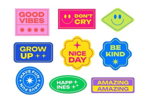 Happy Graphic Design, Hello Logo, Stickers Graphic Design, 2025 Sticker, Hipster Illustration, Smile Sticker, Trendy Stickers, Hello Sticker, Logo Tv