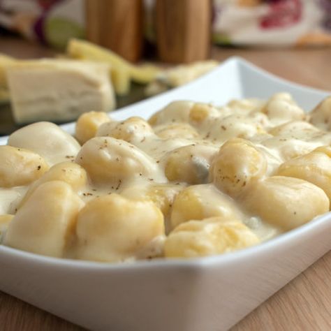 Four Cheese Gnocchi Recipe - Decadent and Delicious! Stuffed Gnocchi, Cheese Gnocchi, Taleggio Cheese, Potato Side Dishes Easy, Gnocchi Recipes Homemade, Baked Gnocchi, Gnocchi Recipe, Fresh Potato, Homemade Gnocchi