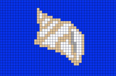 Seashell Pixel Art from BrikBook.com #Seashell #Shell #SeaShell #pixel #pixelart #8bit Shop more designs at http://www.brikbook.com Beach Perler Bead Ideas, Seashell Perler Bead Patterns, Seashell Pixel Art, Beach Pixel Art, Pixel Art Fruit, Perler Bead Crafts, Graphgan Patterns, Acnh Beach, Graphic Crochet