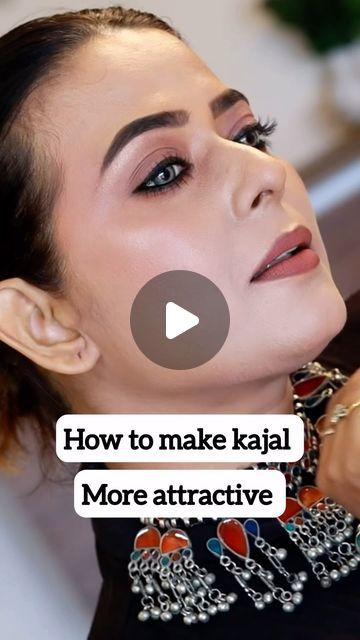 Pink Outfit Makeup Ideas, Kajal Tutorial, Desi Makeup Looks, Bold Eye Makeup Looks, Bold Eyeliner Looks, White Kajal, Attractive Eye Makeup, Eye Kajal, Dusky Skin