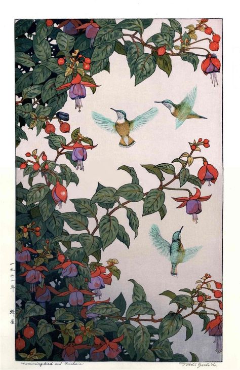 Toshi Yoshida, Woodblock Printmaking, Hiroshi Yoshida, Art Asiatique, Humming Bird, Art Japonais, Japanese Woodblock Printing, Japanese Prints, Arte Pop