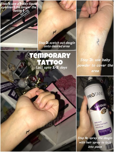 DIY temporary tattoos #tattoos #temporarytattoos #diy #design #tatoo #tatooideas #diytattoo Make Fake Tattoos, Fake Tattoo Diy, Diy Temporary Tattoo, Diy Tattoos, Make Temporary Tattoo, Diy Tattoo, Semi Permanent Tattoo, Fake Tattoos, Baby Powder