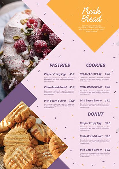 Bakery Menu Flyer Preview - GraphicRiver Bakery Flyer, Bake Sale Flyer, Menu Flyer, Bakery Menu, Bacon Burger, Bake Sale, Churros, Bread Baking, Pesto