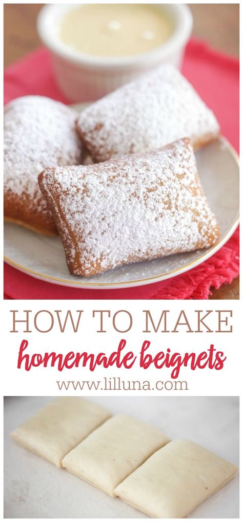 Begniets Recipes, How To Make Beignets, Beignet Recipe, Chocolate Fudge Sauce, Lil Luna, Powder Sugar, Homemade Pastries, Homemade Donuts, Fried Dough